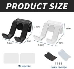 TRANKIELO® – Universele Hoofdtelefoonhouder – Dubbele Set in Zwart en Wit – Sterke Lijmbevestiging – Geschikt voor Gaming Headset, Kantoor, Thuis – Ruimtebesparend en Multifunctioneel — thumbnail 2