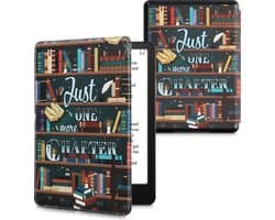 kwmobile e-reader hoesje geschikt voor Amazon Kindle Paperwhite 11. Generation 2021 hoes - E reader flip case met magneetsluiting - Ereader cover - bibliotheek design in meerkleurig
