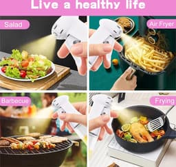 Rolin Roly Olie Sproeier Dispenser Olijfolie Fles Sprayer, Roze Borstel Witte Azijn Olijfolie Glazen Fles 200ml Keuken Gadgets voor Air Fryer Koken Salade Bakken BBQ (Wit) — thumbnail 3