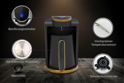 BasicTeQ: INCA IKM-01 Turkse KOFFIE WONDER SERIE koffiezetapparaat. Ook geschikt voor Balkan, Grieks koffie. Moka-maker. Met brouwdetectiesensor en beveiligd tegen droogkoken- automatische uitschakeling, Cezve, 1-4 kopjes. — thumbnail 4