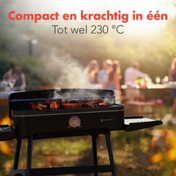 KitchenBrothers Elektrische BBQ - Staand en Tafelmodel Barbecue - Tafelbarbecue - Anti-aanbaklaag - 24x50cm Grilloppervlak - 2200W - Zwart — thumbnail 5
