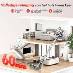 Adormii Steelstofzuiger Draadloos – 50000Pa Sterke Zuigkracht – 60 Min Accuduur – Anti-haarwikkel Vloerborstel – 4 HEPA-filters – 1,6 L Stofreservoir – Groene LED Stofdetectieverlichting – Goud — thumbnail 3