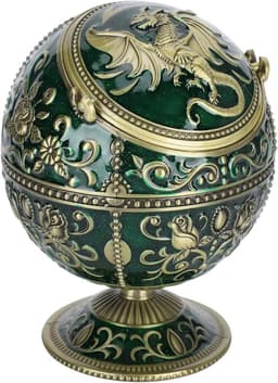 Asbak met deksel, winddichte bronzen bol vliegen draak vorm sigaar asbak voor thuiskantoor tearoom ambachten decoratie ornament — thumbnail 1