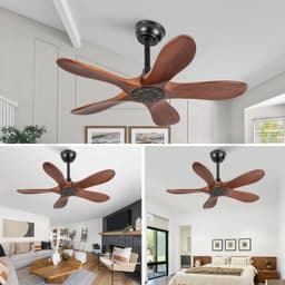 Plafondventilator Stil – 90 cm – 5 Houten Bladen – Walnoot/Zwart – 6 Snelheden – Omkeerbaar – Afstandsbediening – Timer — thumbnail 1