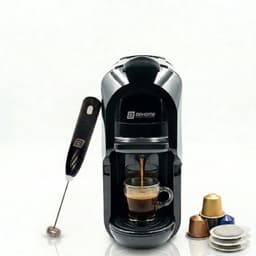 Espressomachine voor Nespresso en Dolce Gusto compatibele capsules en capsules, 3 verschillende adapters, antikalksysteem + elektrische melkopschuimer, perfecte combinatie van geschuimde koffie — thumbnail 1