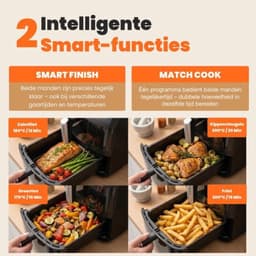 Airfryer, heteluchtfriteuse met 2 kamers, 11 l, heteluchtfriteuse, 40% minder ruimte, 2500 W Dual Zone 6-in-1 met touchscreen-kijkvenster, synchronisatie — thumbnail 3