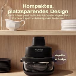 Draagbare glazen Air Fryer heteluchtfriteuse, 4 l/1,5 l, 1500 W, olievrije luchtfriteuse met kijkvenster, glazen kom, 4 modi, zonder coating, vaatwasmachinebestendig — thumbnail 4