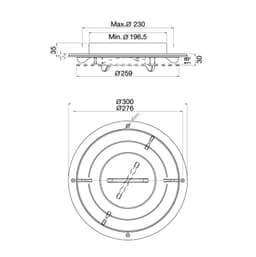 Pegasus Depot Draaiventiel Ø 300 mm Afsluitbaar Plafondventiel voor Dakventilator, Optioneel met Verlichting, Grijs — thumbnail 2