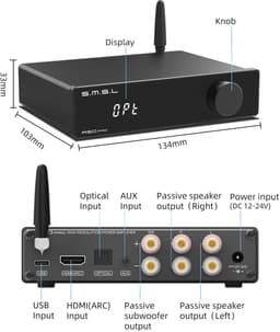 HiFi-versterker met hoog/laagdoorlaatfilter en Bluetooth 5.0 - 2.1-kanaal systeem — thumbnail 3