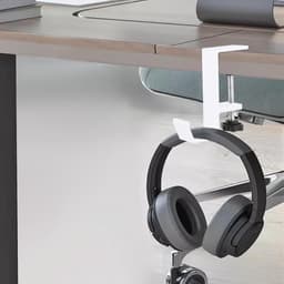 Hoofdtelefoonstandaard met Dubbele Haak - Wit - Ideaal voor Bureau en Gaming — thumbnail 4