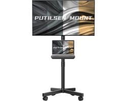 Hoogteverstelbare TV-standaard op wieltjes voor 23-60 inch televisies - Mobiele VESA-compatibele HDTV-standaard, belastbaar tot 40 KG