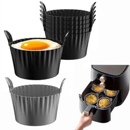 6 stuks-Muffinvormpjes - Eierbakvormpjes - Eierstoomvormpjes - Bakvormen - Siliconen - Eierstoomkommen - Bakaccessoires - Geschikt voor ovens, magnetrons en airfryers - Grijs - 7*9*5,5 cm — thumbnail 3