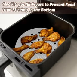 100 Stuks Rond Stoommandpapier Bamboe 20 cm - Antiaanbak Vellen voor Stoompan en Airfryer — thumbnail 5