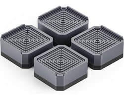 4x Meubelverhogers Grijs - Wasmachine & Droger Voeten - Verstelbare Verhoging voor Bank, Bed of Tafel - 4 cm