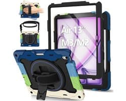 iPad Air 13 inch hoes 2025 2024 M3 M2 - Robuuste kids hoes met schermbeschermer en draaibare standaard