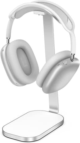 Stevige hoofdtelefoonstandaard - bureauaccessoire - geschikt voor over-ear hoofdtelefoons en gaming headsets - gemaakt van aluminiumlegering, ABS en siliconen - zilverwit — thumbnail 1