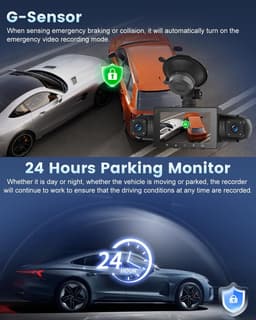 4 Kanaals Dashcam 1080P met 360 Graden Zicht, IPS Scherm en Nachtzicht + 64GB Kaart — thumbnail 3