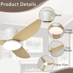 Large Ceiling Light with Fan Living Room Dimmable Remote LED Ceiling Light With Fan Reversible Silent DC Lamp With Ceiling Fan Slim Modern for Bedroom, Living Room — thumbnail 5