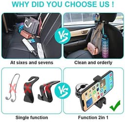2-in-1 Autohoofdsteun Haken met Telefoonhouder - Multifunctionele Hoofsteun Haak voor Auto — thumbnail 4