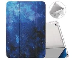 MoKo iPad 10.2 hoesje voor iPad 9e generatie 2021/iPad 8e generatie 2020/iPad 7e generatie 2019, zachte matte achterkant slanke hoes met standaard voor iPad 10.2 inch, automatisch waken/slapen, blauwe