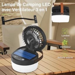 Dimbare Solar Campinglamp met Ventilator en 4 Lichtmodi — thumbnail 1