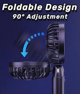 Draagbare Handventilator met LED-Display - 3-in-1 Persoonlijke Ventilator met 90° Opvouwbaar Ontwerp en 5 Snelheden — thumbnail 3