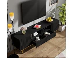 STILVORA TV-kasten 165x36x55 cm - TV meubel Met 2 Deuren - Ruime Lades - Functioneel En Sfeervol - Rechthoekig - Televisie - Hout - Zwart