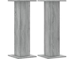 vidaXL - Speakerstandaards - 2 - st - 30x30x80 - cm - bewerkt - hout - grijs - sonoma