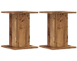 vidaXL - Speakerstandaards - 2 - st - 30x30x40 - cm - bewerkt - hout - oud - houtkleurig