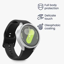 kwmobile 2x smartwatch hoes geschikt voor Samsung Galaxy Watch 7 44mm hoesje - Siliconen sporthorloge cover - Activity tracker case in zwart / zilver — thumbnail 5