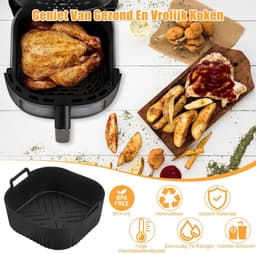 Bakplaat - siliconen airfryer-inzetstukken - geschikt voor Philips Airfryer 2000 Series NA229/00 - 20*7.5cm - BPA-vrije airfryer-accessoires - vaatwasmachinebestendige inzetstukken - zwart — thumbnail 3