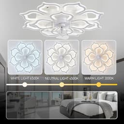 Grote Plafondventilator 80CM met Dimbaar LED Licht en Afstandsbediening - Stille Motor, Zomer/Winter Stand — thumbnail 4