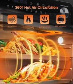 Mini Oven met Airfryer Functies - 14L, 1800W, 11-in-1 met Aanraakscherm en 7 Accessoires — thumbnail 4