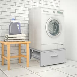 Onderstel Wasmachine en Droger Dubbel met Opberglade - Verhoogd Zwart — thumbnail 4