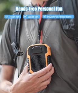 4-in-1 clip op tailleventilator - krachtige draagbare nekventilator voor buitenactiviteiten — thumbnail 2