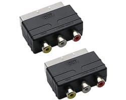 Scart naar AV Adapter Converter met 3 RCA Stekkers voor PS4, TV en DVD Speler (2 Stuks)