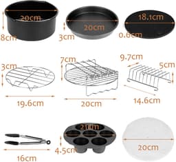 12 stuks 8 inch accessoires voor heteluchtfriteuse met antiaanbaklaag, machinewasbaar, voor siliconen bakvorm accessoires voor heteluchtfriteuse — thumbnail 2