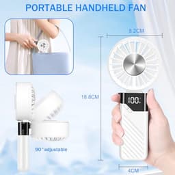Mini Handventilator Draagbare Vouwbare Ventilator 5 Snelheden Oplaadbaar 5200mAh met Display voor Concerten Reizen Zomer — thumbnail 3