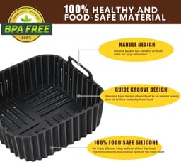 Herbruikbare Siliconen Vorm voor Airfryer - 20 x 20 cm - 2 Stuks — thumbnail 7
