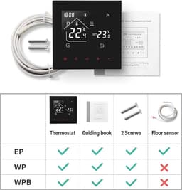 Slimme programmeerbare wifi-thermostaat voor ketelverwarming touchscreen zwart met Tuya APP & Smart Life - Beok TDR89B-WIFI-WPB — thumbnail 4