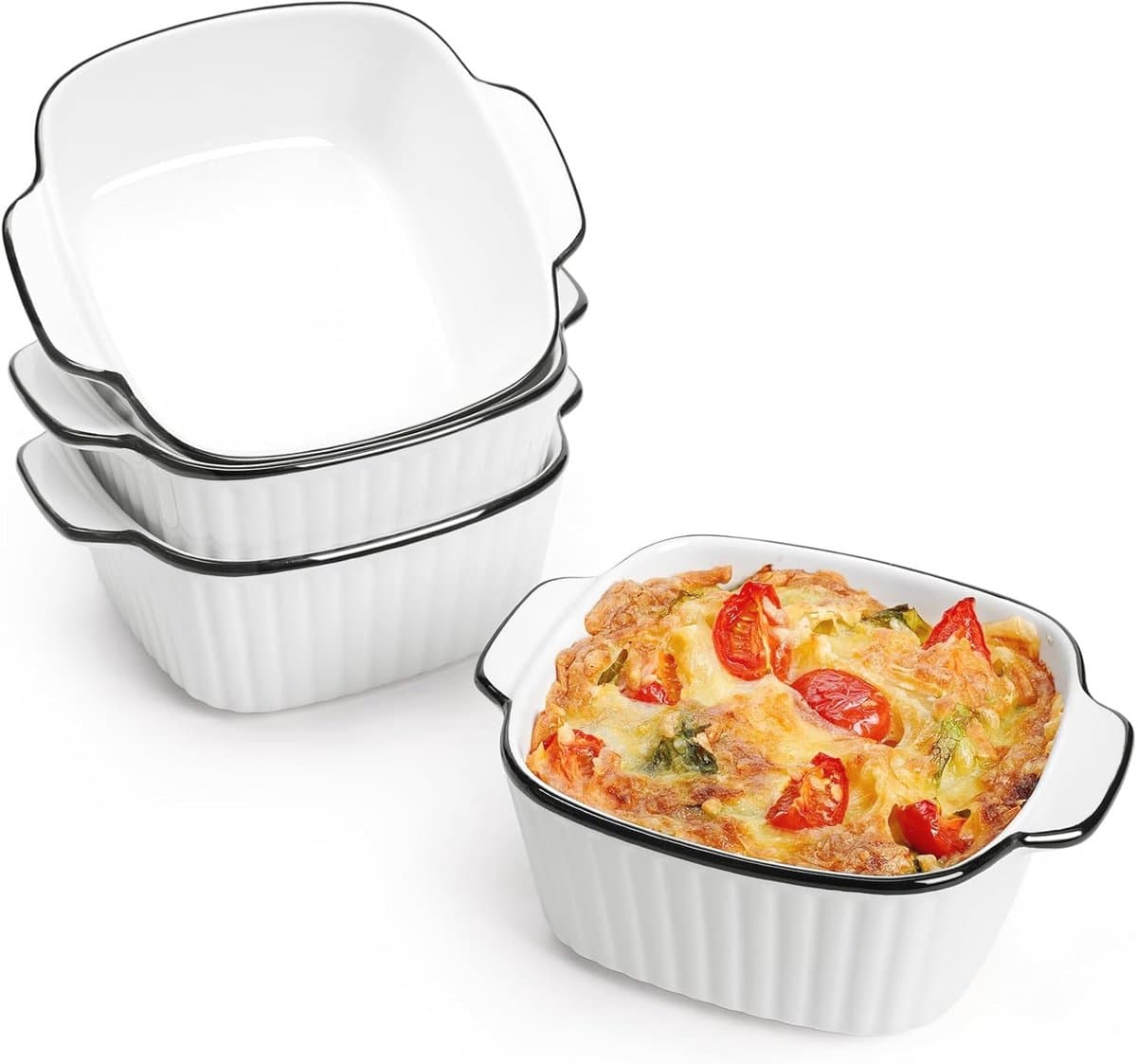 Set van 4 keramische bakvormen voor heteluchtfriteuse - 400 ml ovenschaal met handgrepen — afbeelding 1