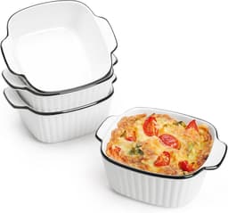Set van 4 keramische bakvormen voor heteluchtfriteuse - 400 ml ovenschaal met handgrepen — thumbnail 1