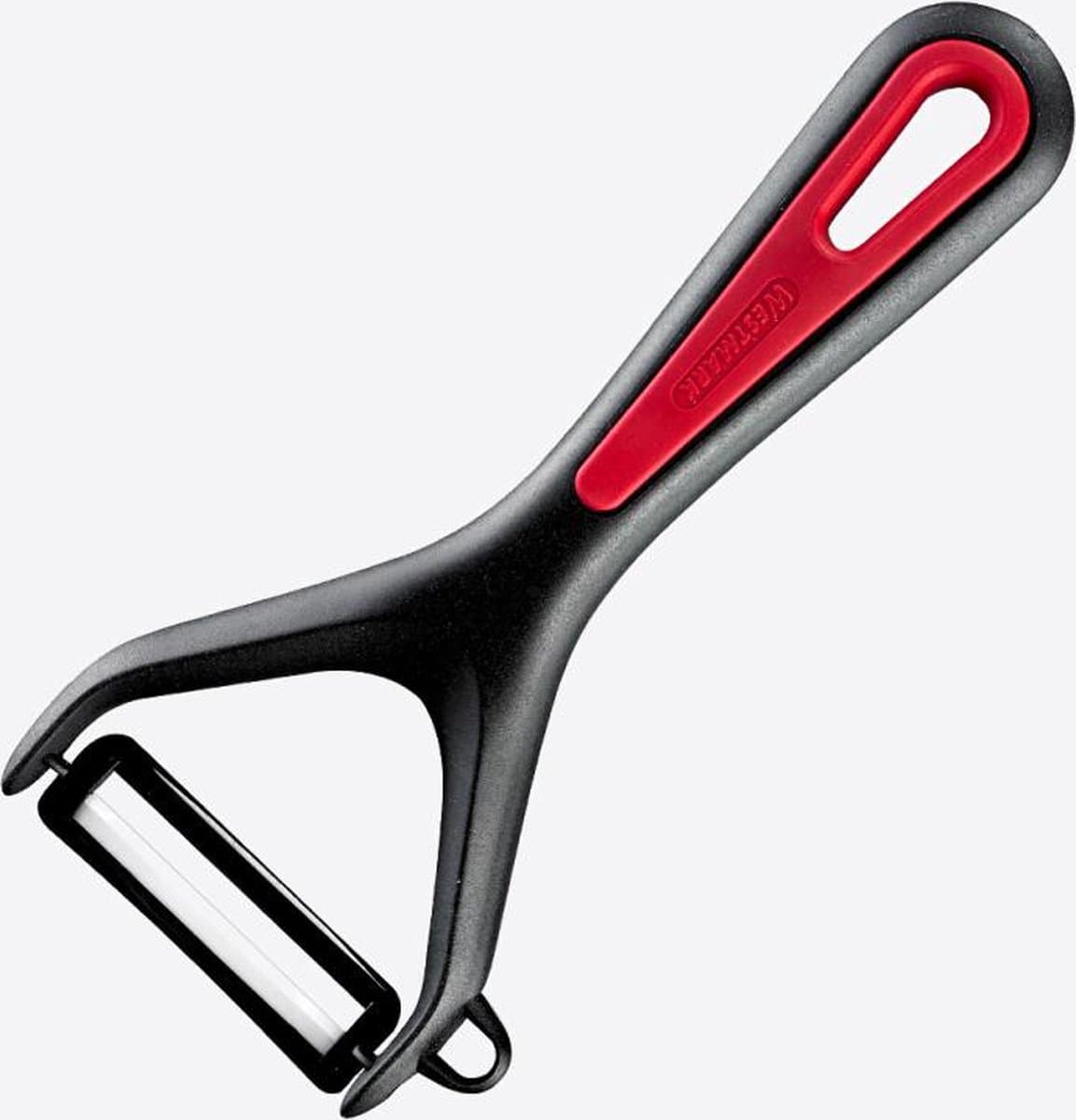 Westmark Gallant dunschiller met keramisch mes zwart en rood 15x6.9x1.8cm — afbeelding 1
