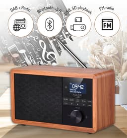 Adler AD 1184 - Retro DAB+, RDS en FM radio - afstandsbediening - Bluetooth - LCD display — thumbnail 5