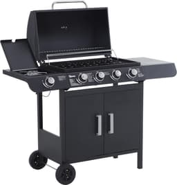Sunny Barbecue-grill trolley op gas met thermometer RVS zwart 122 x 55 x 98 cm — thumbnail 1