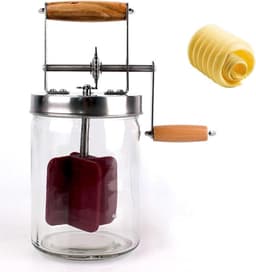 Boter Churner - Handmixer Room - Zelf Boter Maken - Roestvrijstalen Tandwielen - 1000/1500ML - Zilver — thumbnail 5