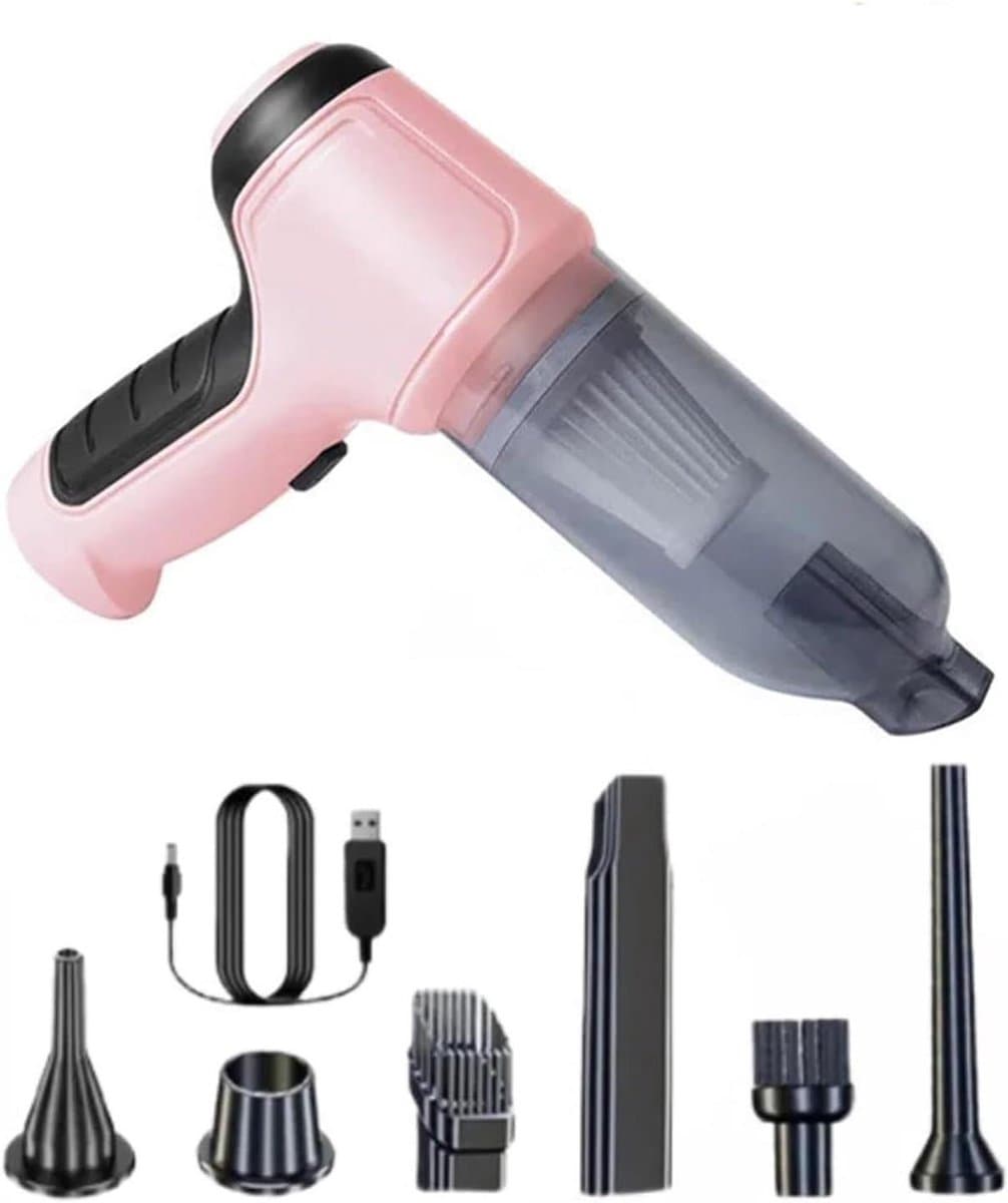 Draagbare Stofzuiger - Handstofzuiger Mini Kruimeldief - Auto Interieur Reinigen - 95000PA Sterke Zuigkracht - 21x16x6.5 cm - Roze — afbeelding 1