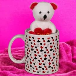 Mok met Hart en Pluche Teddybeer - 380 ml Koffiemok, Theebeker, Aardewerk Handvat, Souvenir voor Verliefden — thumbnail 3
