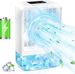 Draagbare airconditioner met ventilator, airconditioners met batterij voor thuis, kantoor en buiten, 4-in-1 ventilator, luchtkoeler, luchtbevochtiger, airconditioning, LED-nachtlampje — thumbnail 1
