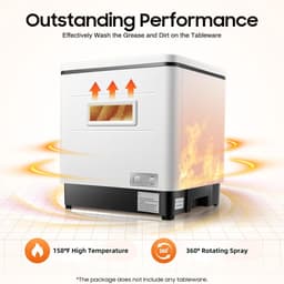 Kleine Vaatwasser - Aanrecht Vaatwasser - Efficiënt Afwassen - 70°C Hoge Temperatuur - 6 Couverts - Wit — thumbnail 4